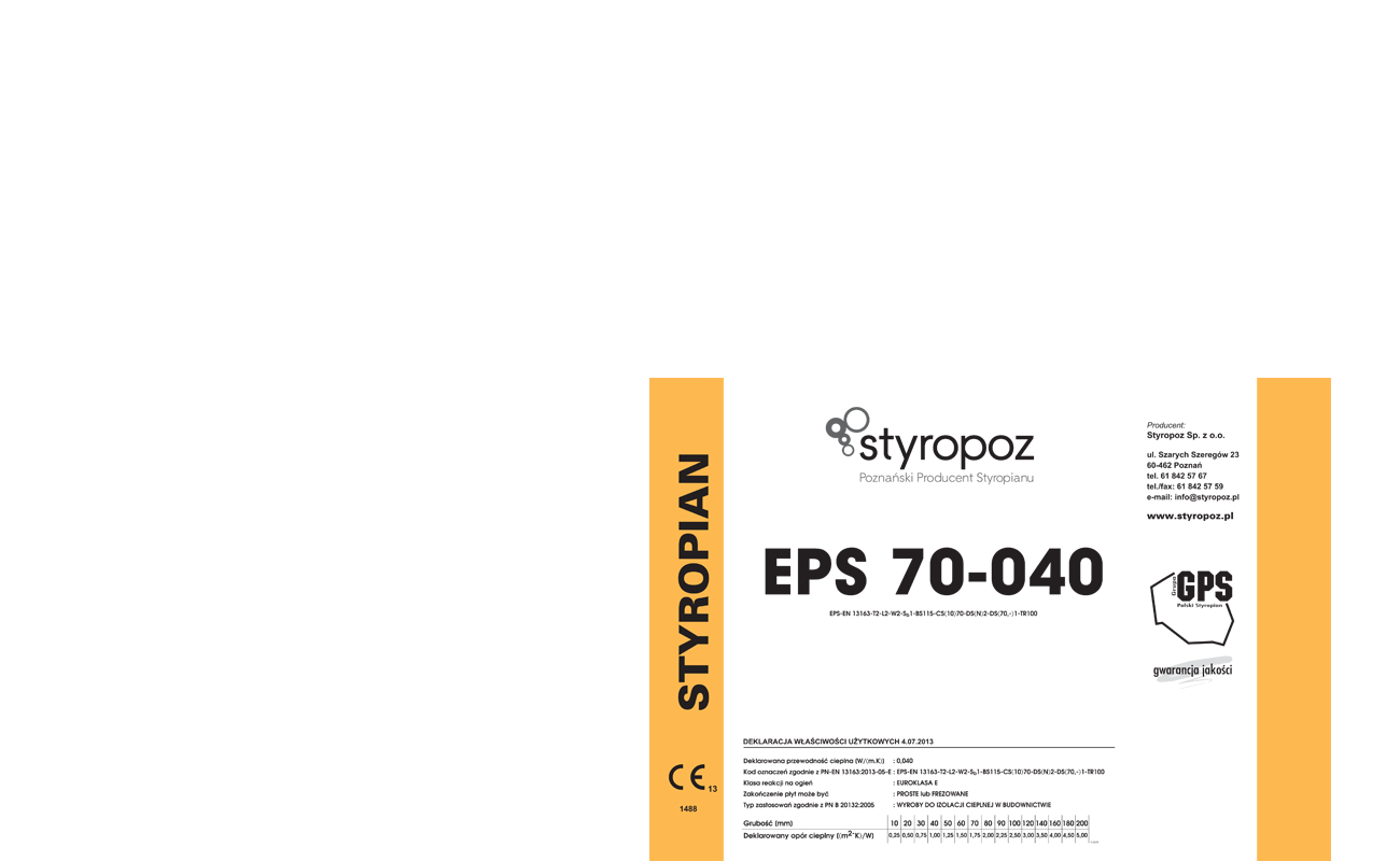 STYROPOZ - Poznański Producent Styropianu - STYROPIAN EPS 70-040